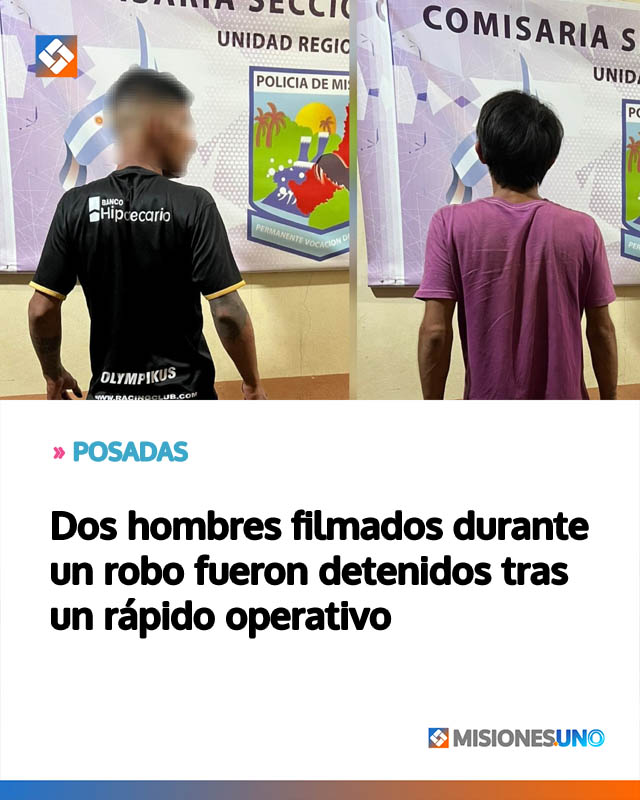 Dos hombres filmados durante un robo fueron detenidos tras un rápido operativo