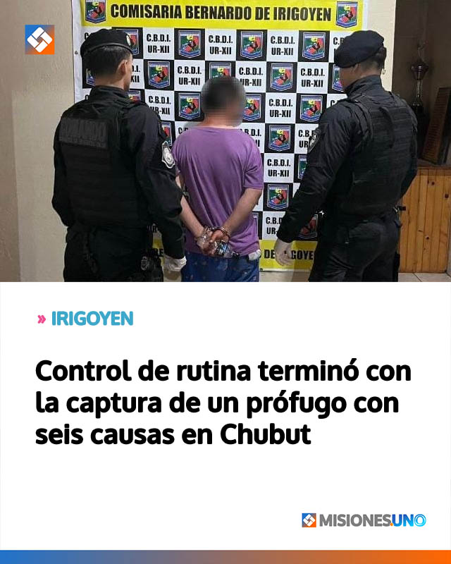 Control de rutina terminó con la captura de un prófugo con seis causas en Chubut