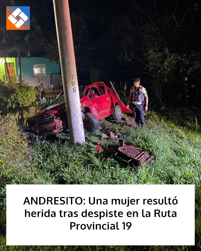 ANDRESITO: Una mujer resultó herida tras despiste en la Ruta Provincial 19