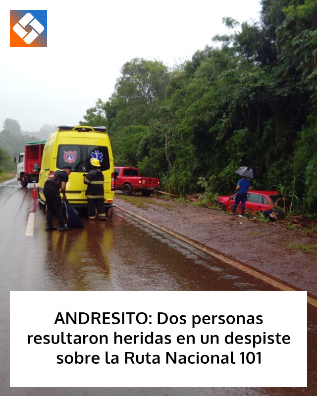 ANDRESITO: Dos personas resultaron heridas en un despiste sobre la Ruta Nacional 101