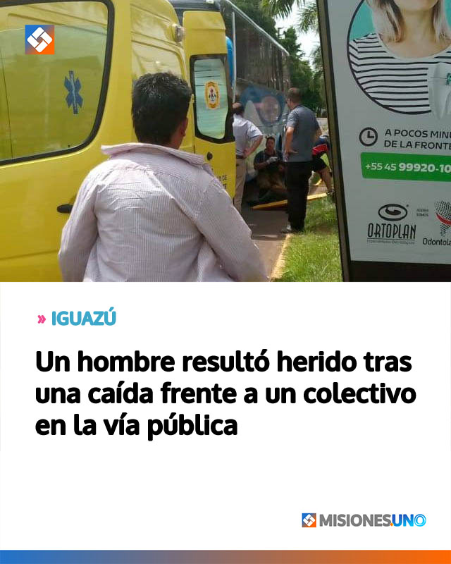 Un hombre resultó herido tras una caída frente a un colectivo en la vía pública