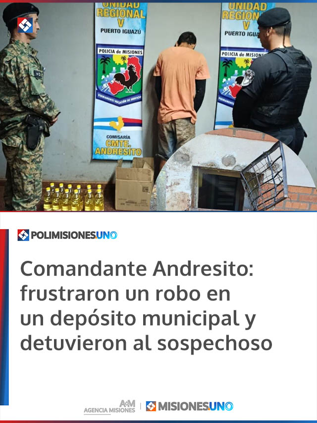 Comandante Andresito: frustraron un robo en un depósito municipal y detuvieron al sospechoso